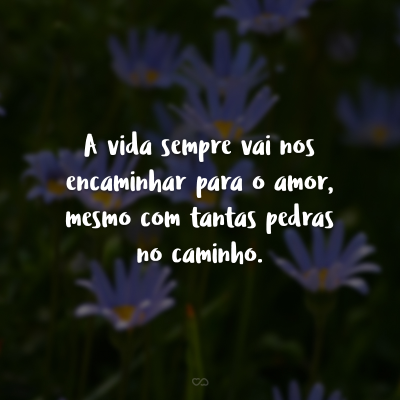 A vida sempre vai nos encaminhar para o amor, mesmo com tantas pedras no caminho. 