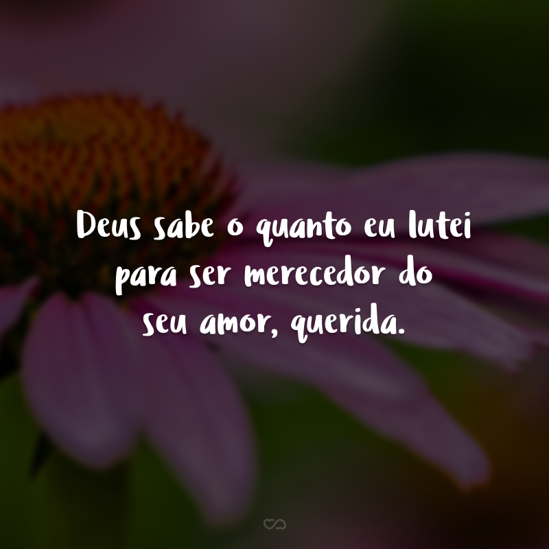 Deus sabe o quanto eu lutei para ser merecedor do seu amor, querida.