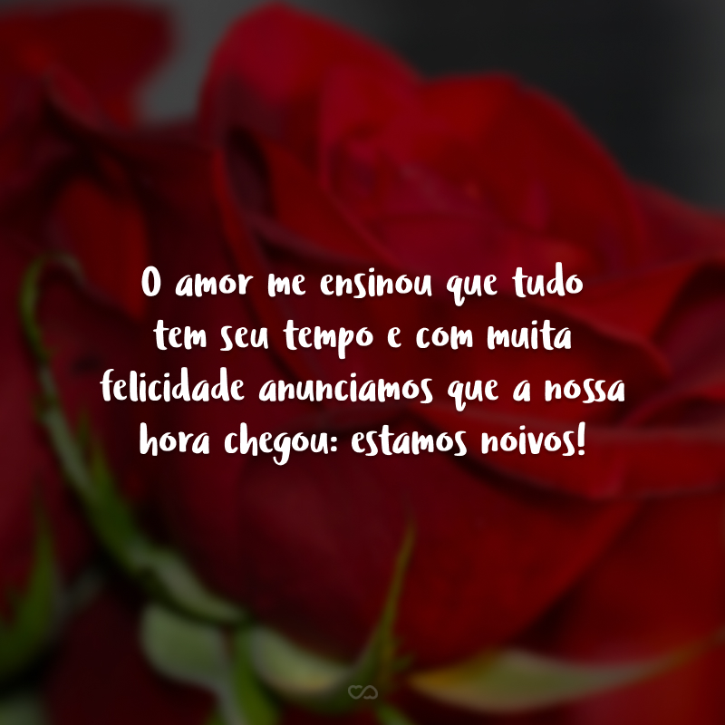 O amor me ensinou que tudo tem seu tempo e com muita felicidade anunciamos que a nossa hora chegou: estamos noivos!