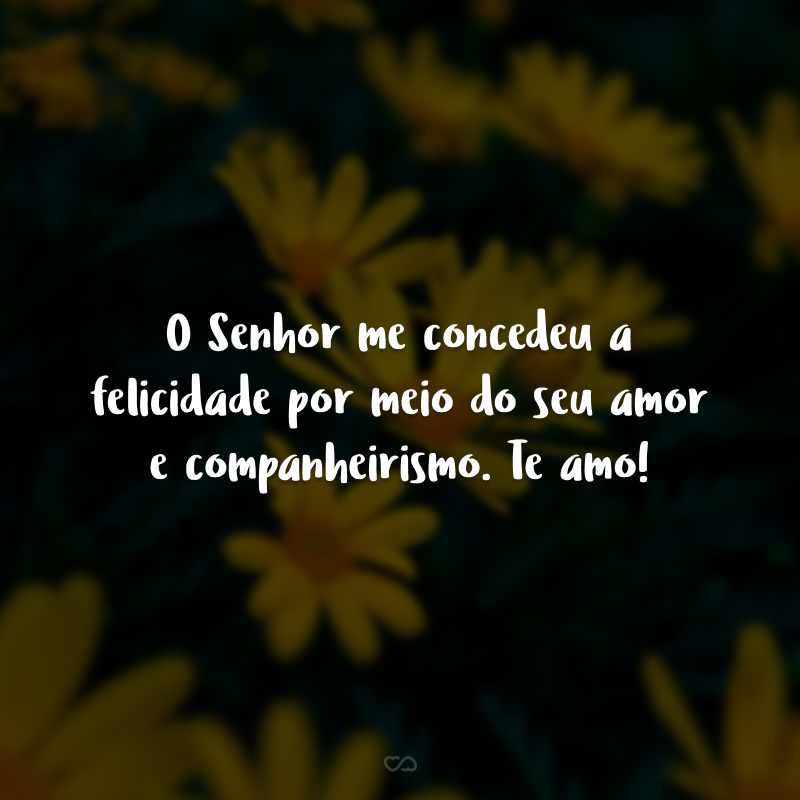 O Senhor me concedeu a felicidade por meio do seu amor e companheirismo. Te amo!