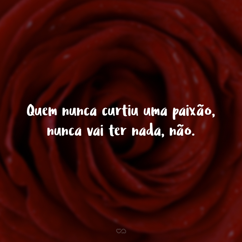 Quem nunca curtiu uma paixão, nunca vai ter nada, não.