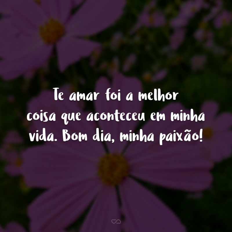 Te amar foi a melhor coisa que aconteceu em minha vida. Bom dia, minha paixão!