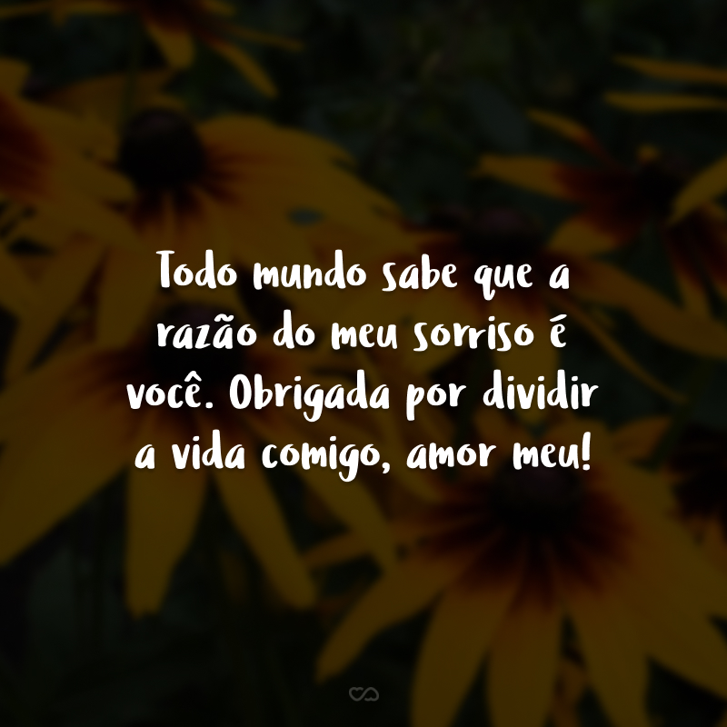 Todo mundo sabe que a razão do meu sorriso é você. Obrigada por dividir a vida comigo, amor meu!