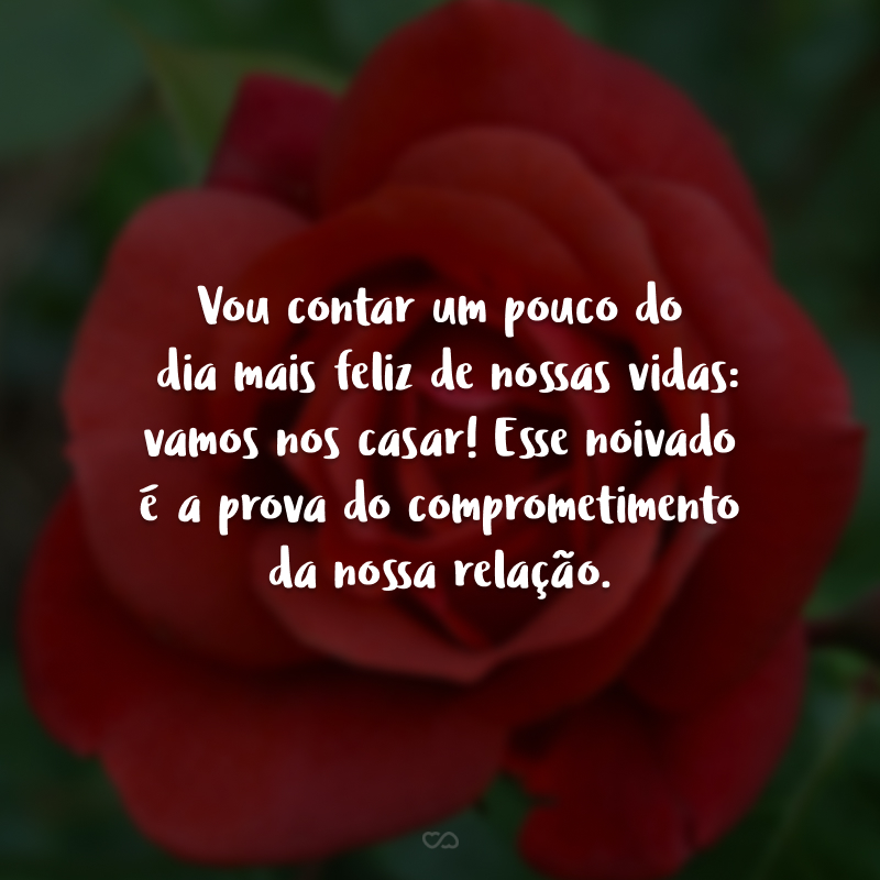 Vou contar um pouco do dia mais feliz de nossas vidas: vamos nos casar! Esse noivado é a prova do comprometimento da nossa relação. 