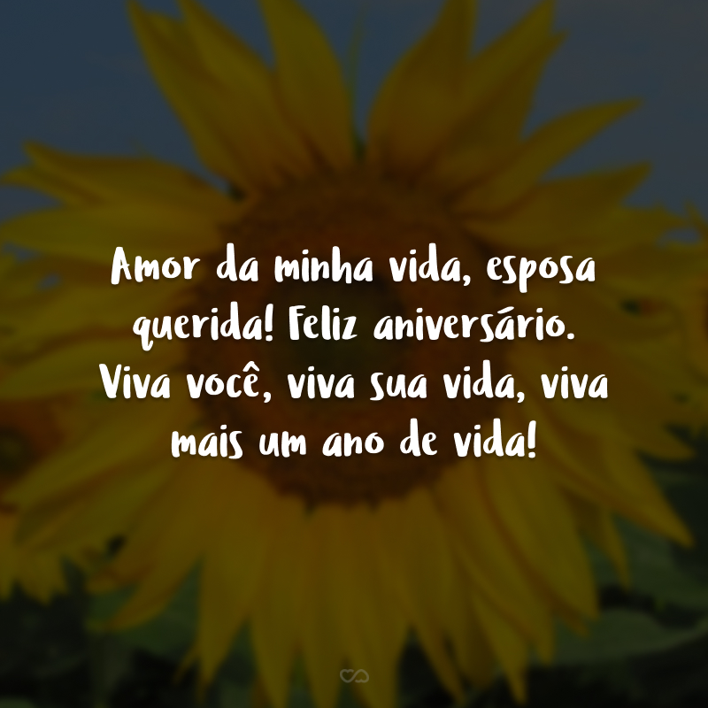 Amor da minha vida, esposa querida! Feliz aniversário. Viva você, viva sua vida, viva mais um ano de vida!