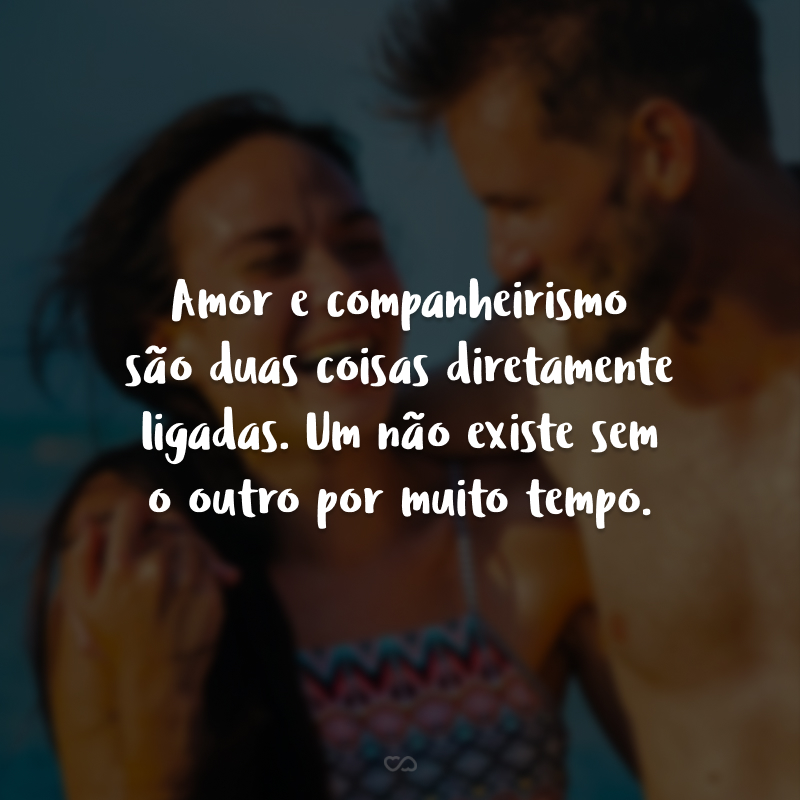 Amor e companheirismo são duas coisas diretamente ligadas. Um não existe sem o outro por muito tempo.