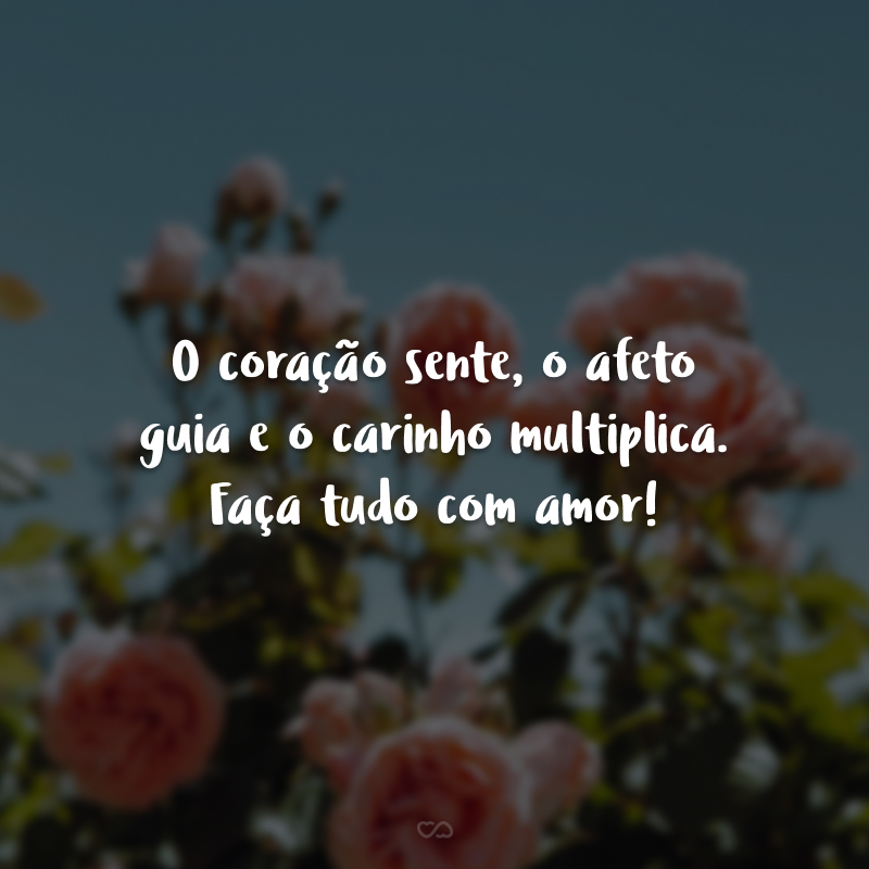 O coração sente, o afeto guia e o carinho multiplica. Faça tudo com amor!