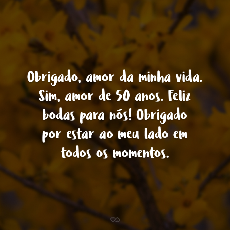 Obrigado, amor da minha vida. Sim, amor de 50 anos. Feliz bodas para nós! Obrigado por estar ao meu lado em todos os momentos.