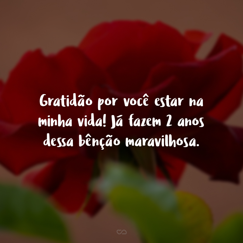 Gratidão por você estar na minha vida! Já fazem 2 anos dessa bênção maravilhosa.