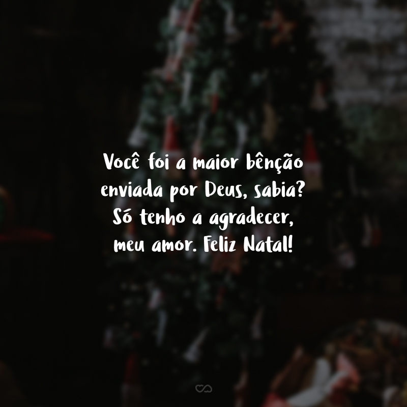 Você foi a maior bênção enviada por Deus, sabia? Só tenho a agradecer, meu amor. Feliz Natal!