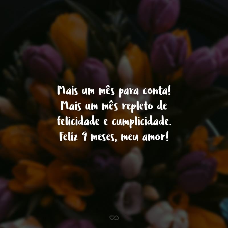 Mais um mês para conta! Mais um mês repleto de felicidade e cumplicidade. Feliz 9 meses, meu amor!