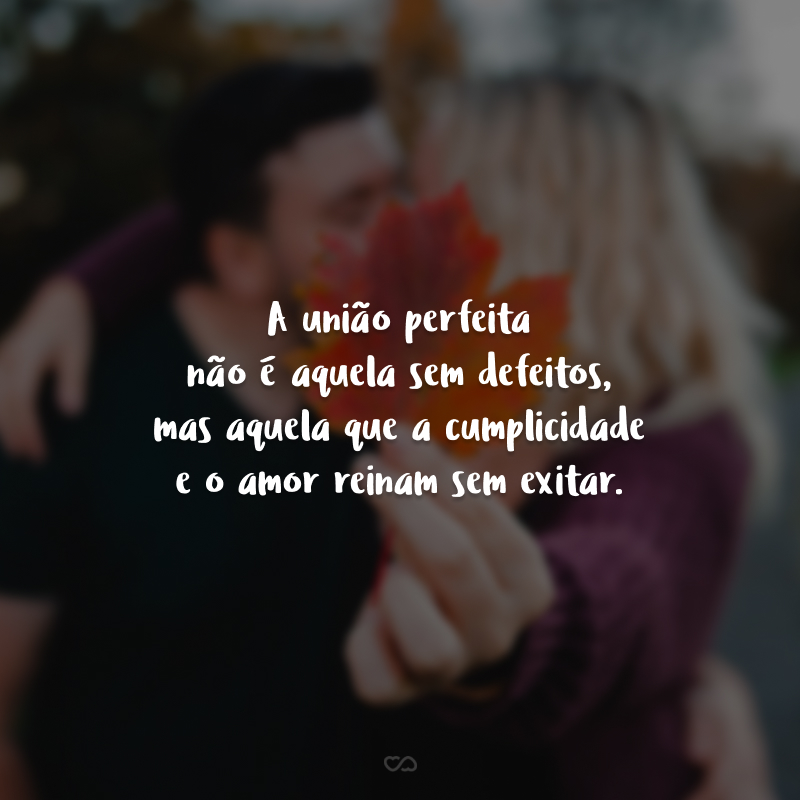 A união perfeita não é aquela sem defeitos, mas aquela que a cumplicidade e o amor reinam sem exitar. 