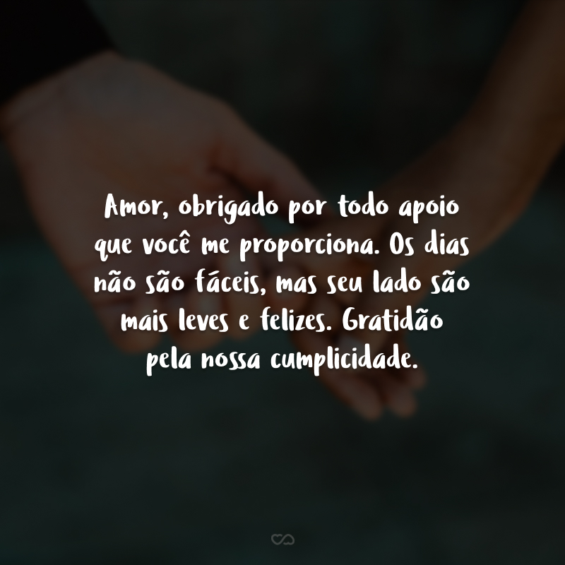 Amor, obrigado por todo apoio que você me proporciona. Os dias não são fáceis, mas seu lado são mais leves e felizes. Gratidão pela nossa cumplicidade.