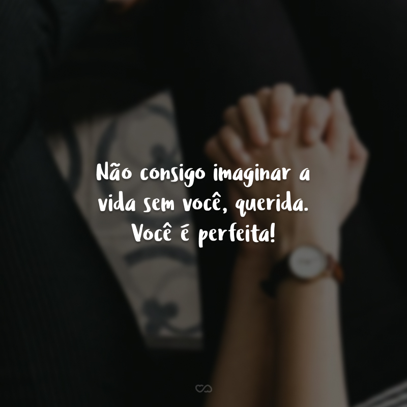 Não consigo imaginar a vida sem você, querida. Você é perfeita! Você se esforça para ser sua melhor versão todos os dias e queria que soubesse que eu te admiro muito!