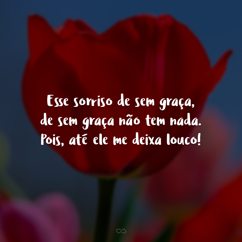 Esse sorriso de sem graça, de sem graça não tem nada. Pois, até ele me deixa louco!