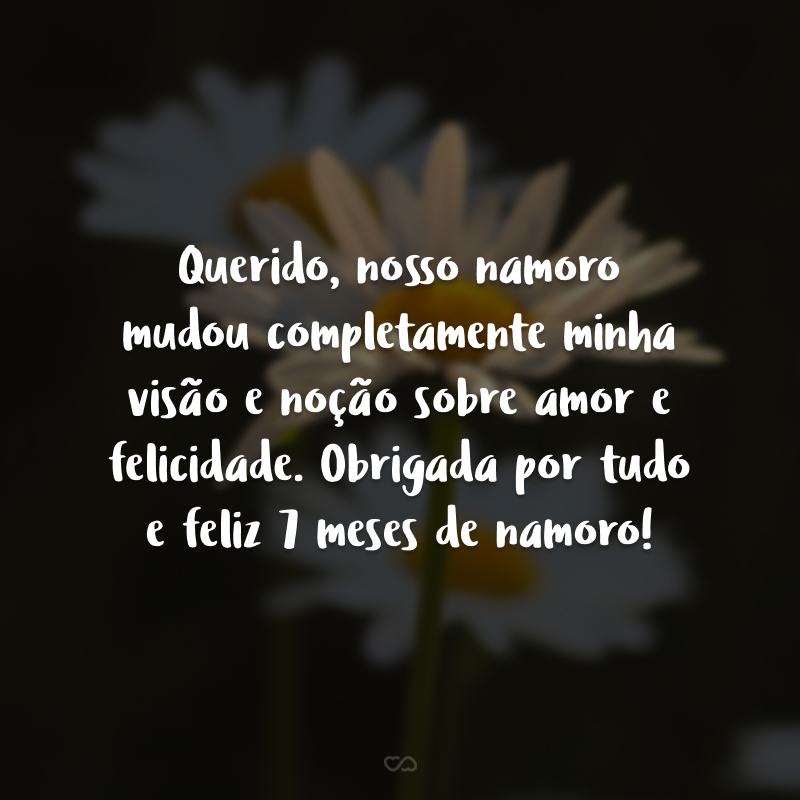 Querido, nosso namoro mudou completamente minha visão e noção sobre amor e felicidade. Obrigada por tudo e feliz 7 meses de namoro!