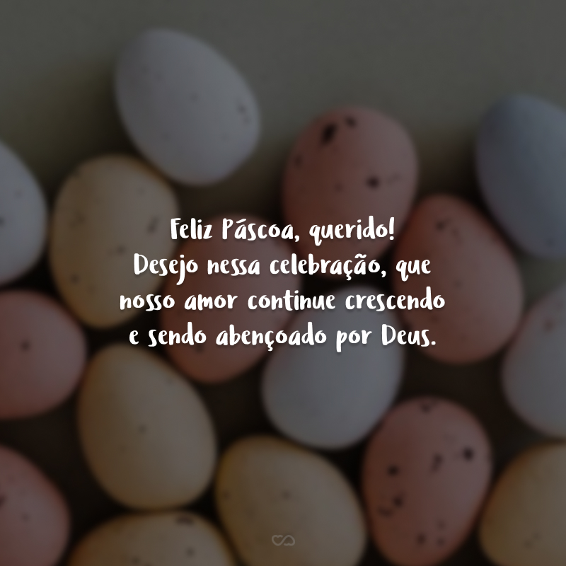 Feliz Páscoa, querido! Desejo nessa celebração, que nosso amor continue crescendo e sendo abençoado por Deus.