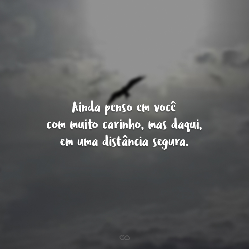 Ainda penso em você com muito carinho, mas daqui, em uma distância segura.