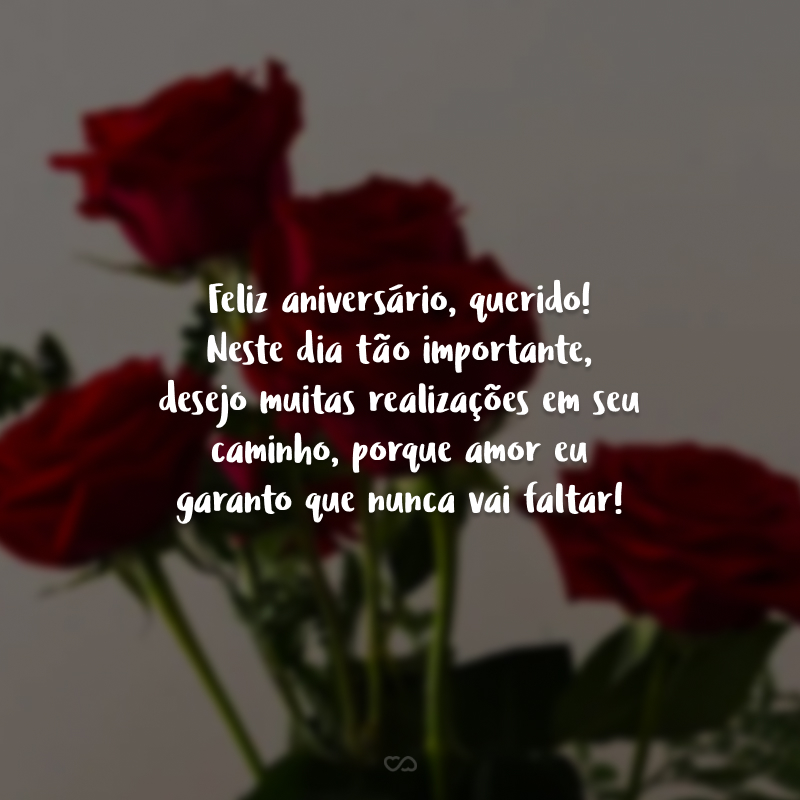 Feliz aniversário, querido! Neste dia tão importante, desejo muitas realizações em seu caminho, porque amor eu garanto que nunca vai faltar!