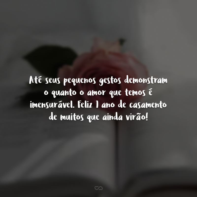 Até seus pequenos gestos demonstram o quanto o amor que temos é imensurável. Feliz 1 ano de casamento de muitos que ainda virão!