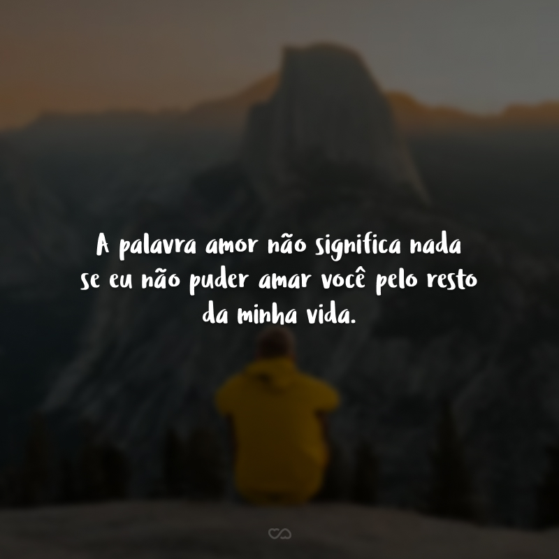 A palavra amor não significa nada se eu não puder amar você pelo resto da minha vida.