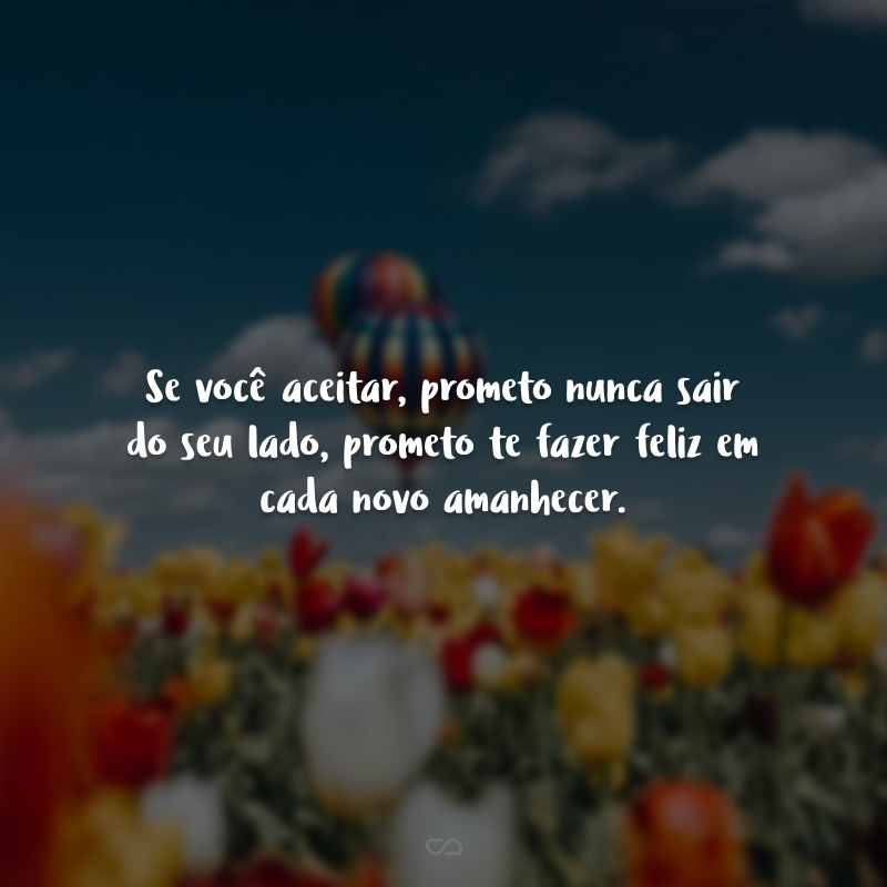 Se você aceitar, prometo nunca sair do seu lado, prometo te fazer feliz em cada novo amanhecer.