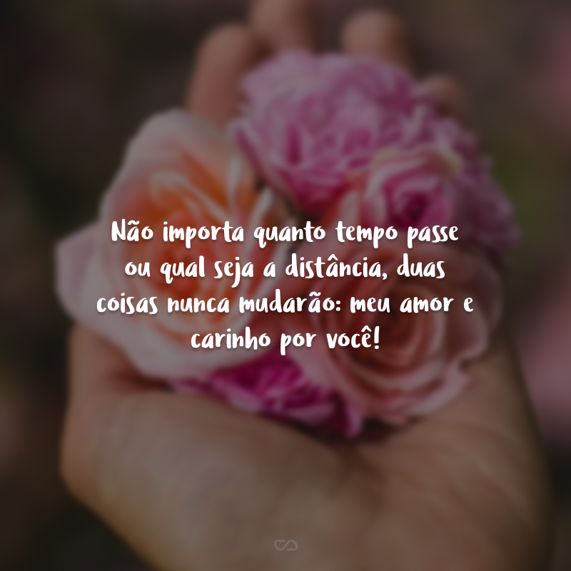 Não importa quanto tempo passe ou qual seja a distância, duas coisas nunca mudarão: meu amor e carinho por você!